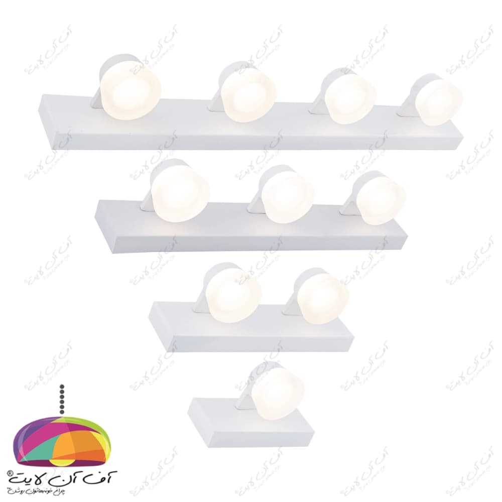 چراغ بالا آینه سه شعله 21 وات مدل A31 بدنه سفید — تصویر ۲