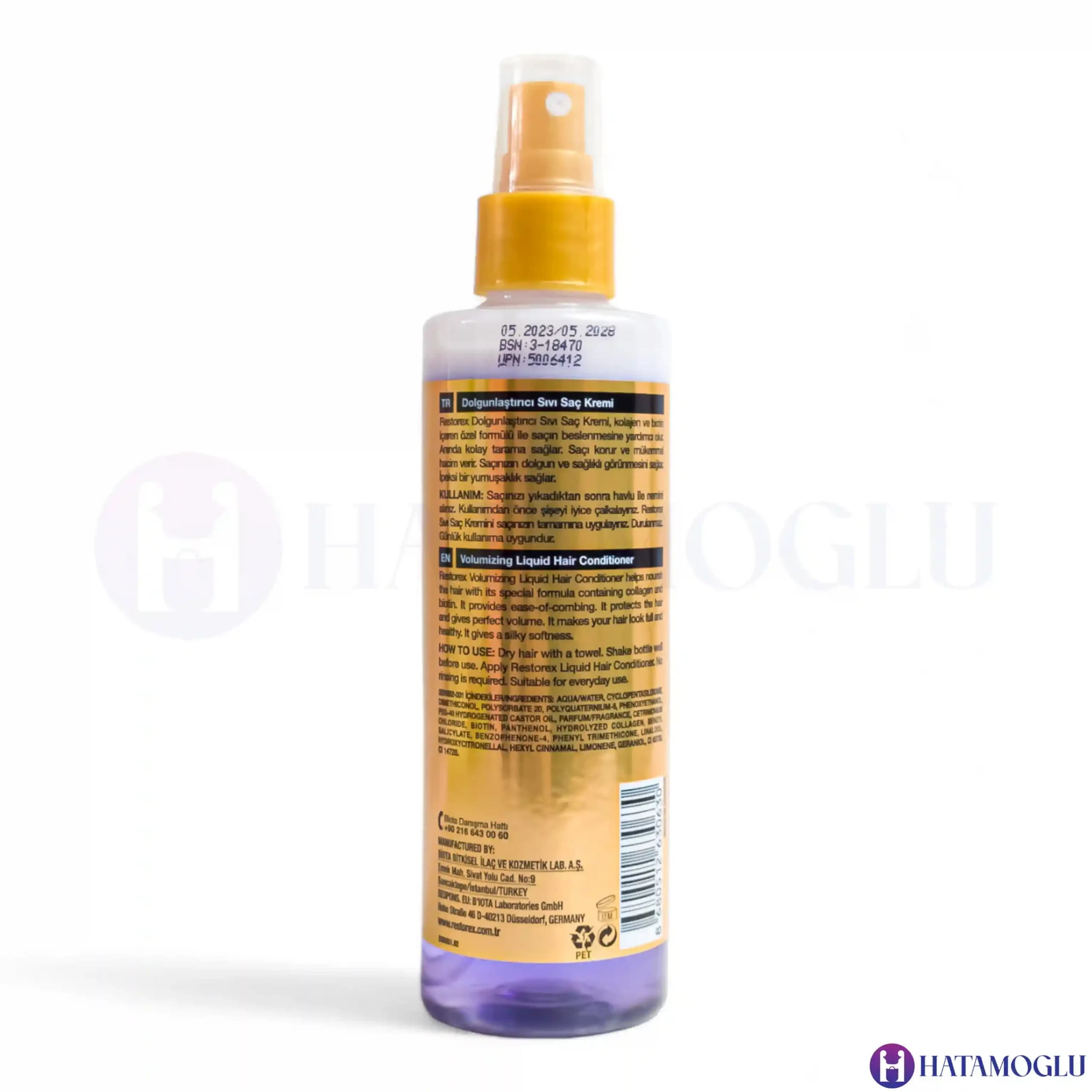 اسپری نرم کننده مو بیوتین و کلاژن رستورکس Restorex — تصویر ۲