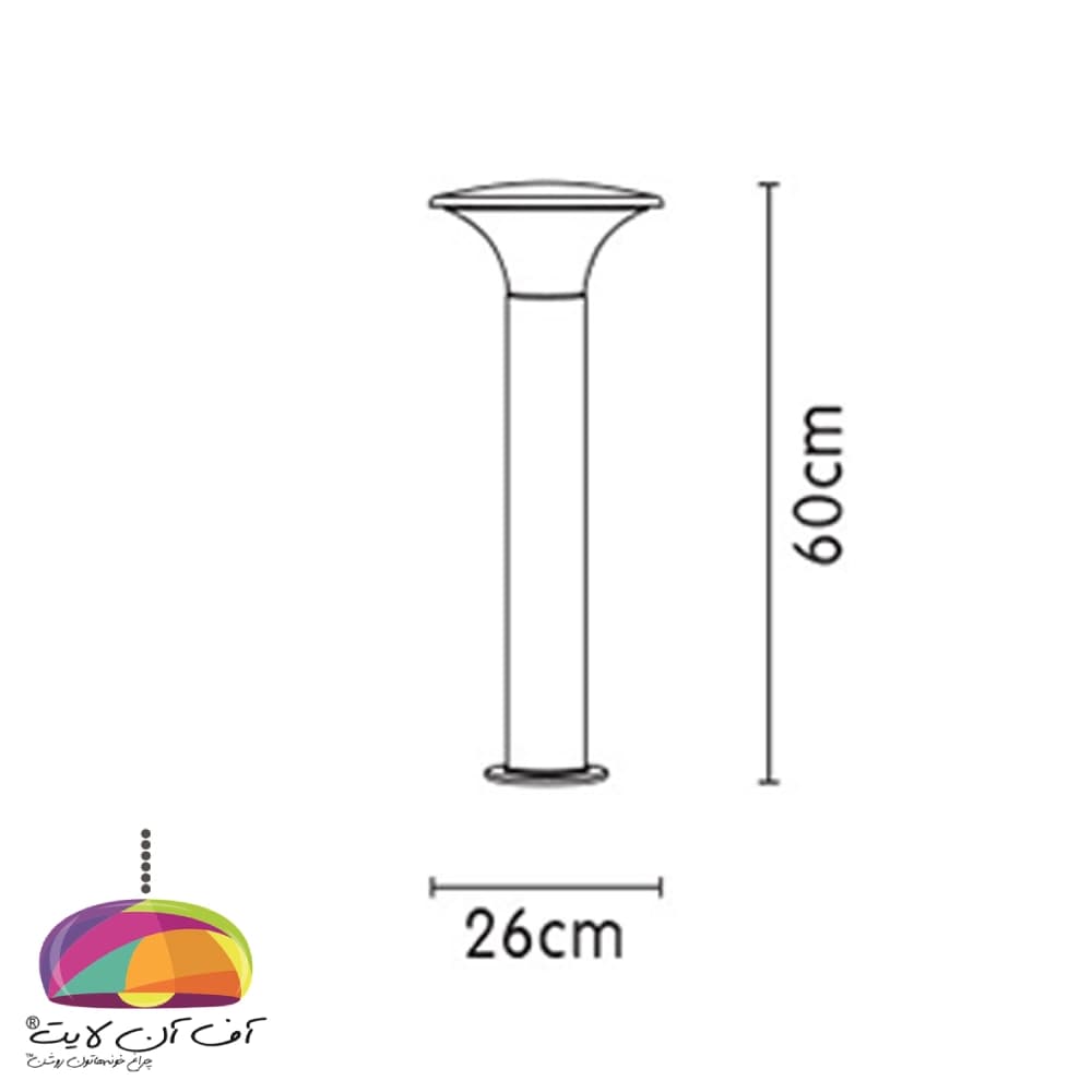 چراغ حیاطی پارکی 60 سانتی مدل پرتو شب تاب — تصویر ۳