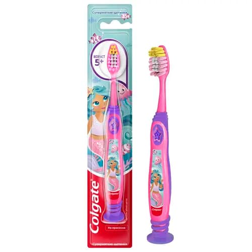 مسواک کودک کلگیت مدل پری دریایی مناسب ۵ سال به بالا اورجینال برس نرم با طراحی فانتزی Mermaid برای دندان‌های کودکان