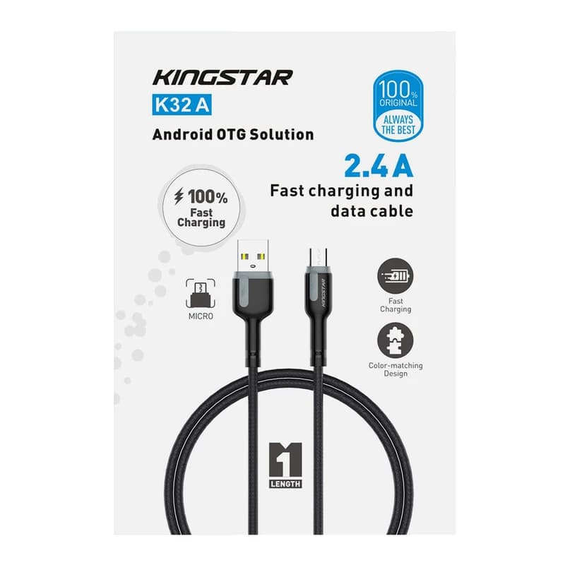 کابل تبدیل USB به microUSB کینگ استار مدل K32A طول 1 متر — تصویر ۳