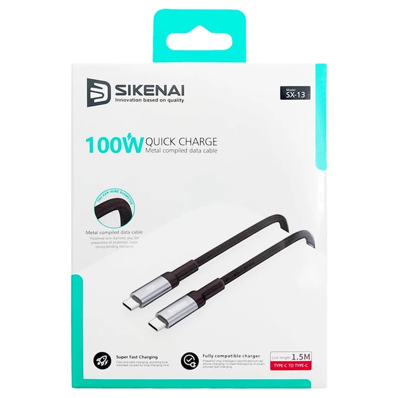کابل تبدیل USB-C به USB-C سیکنای مدل SX-13 طول 1متر — تصویر ۲