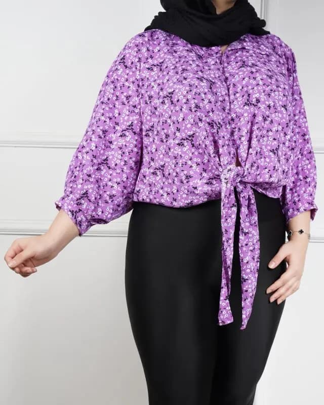 شومیز گره ای پفکی وارداتی 7321