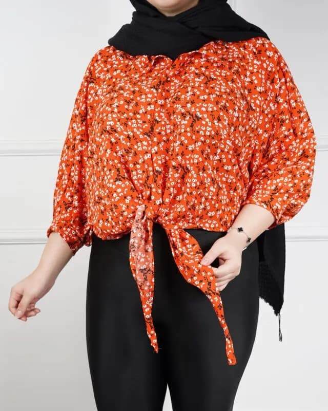 شومیز گره ای پفکی وارداتی 7321 — تصویر ۵
