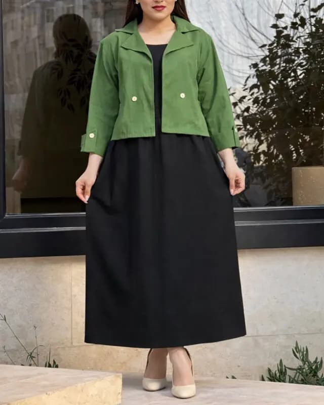 ست کت و سارافون لینن وارداتی یقه انگلیسی 7336 — تصویر ۶