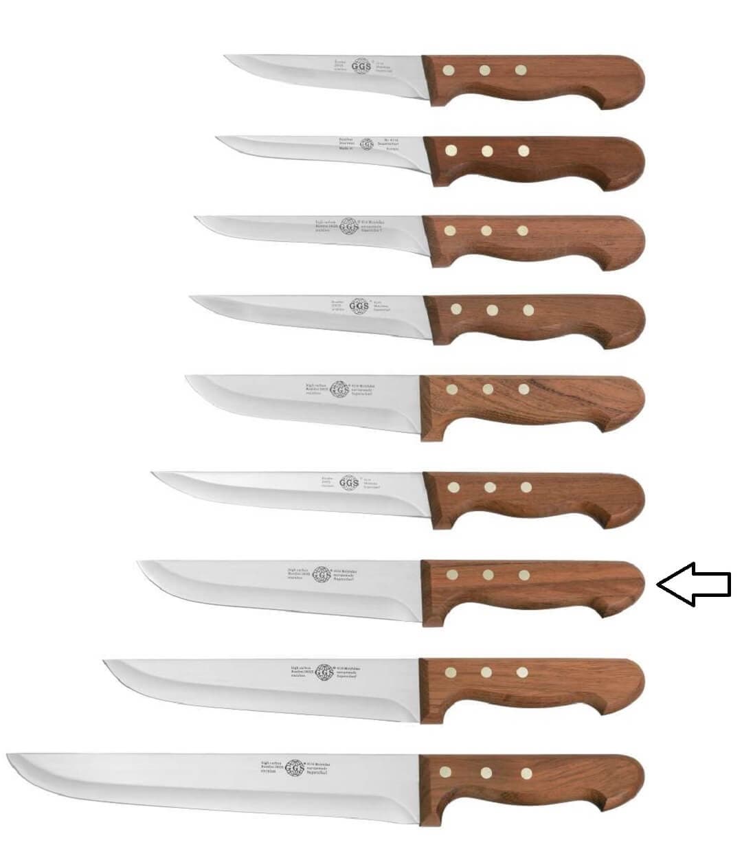 چاقوی سلاخی برند جی جی اس اصل آلمان 18 سانتی متری (سایز 7) – GGS model 041-23 18 cm — تصویر ۲