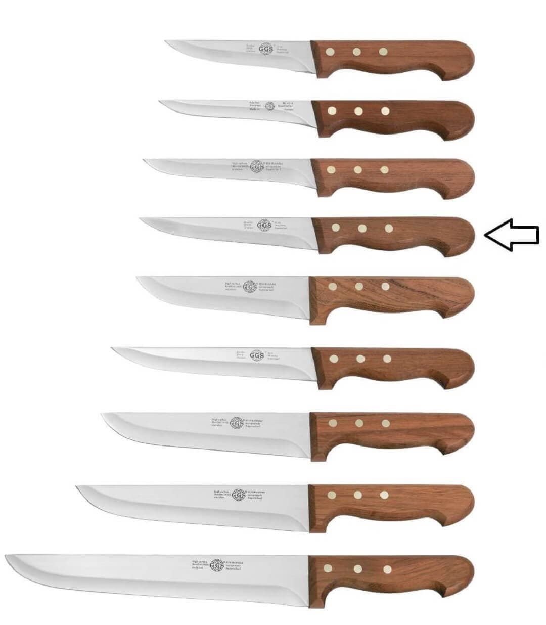 چاقوی بیخصی پهن برند جی جی اس اصل آلمان 15 سانتی متری (سایز 6) – GGS model 041-13 15 cm — تصویر ۲