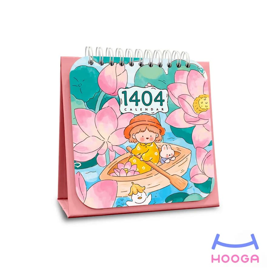تقویم رومیزی 1404 طرح دختر و خرگوش