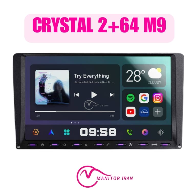 مانیتور کمری گرند 6-2002 برند کریستال M9 همراه با قاب
