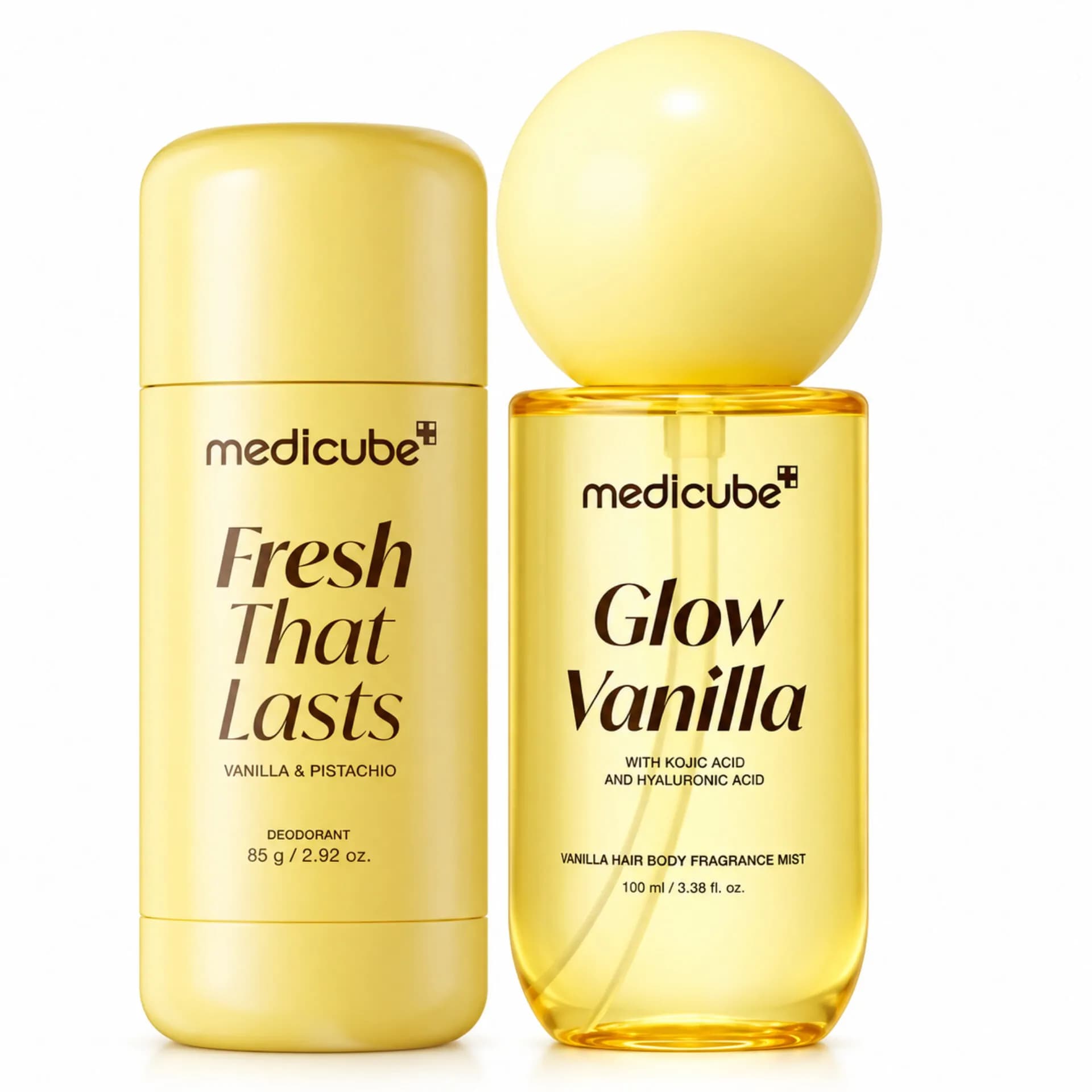 ست دئودورانت مام صابونی و بادی میست مدی کیوب وانیل و پسته | Medicube Fresh That Lasts & Glow Vanilla