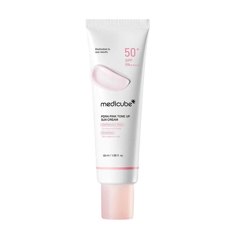 کرم ضدآفتاب صورتی PDRN تون آپ مدی کیوب پینک SPF50+ حجم 50 میل | Medicube PDRN Pink Tone Up Sun Cream — تصویر ۲
