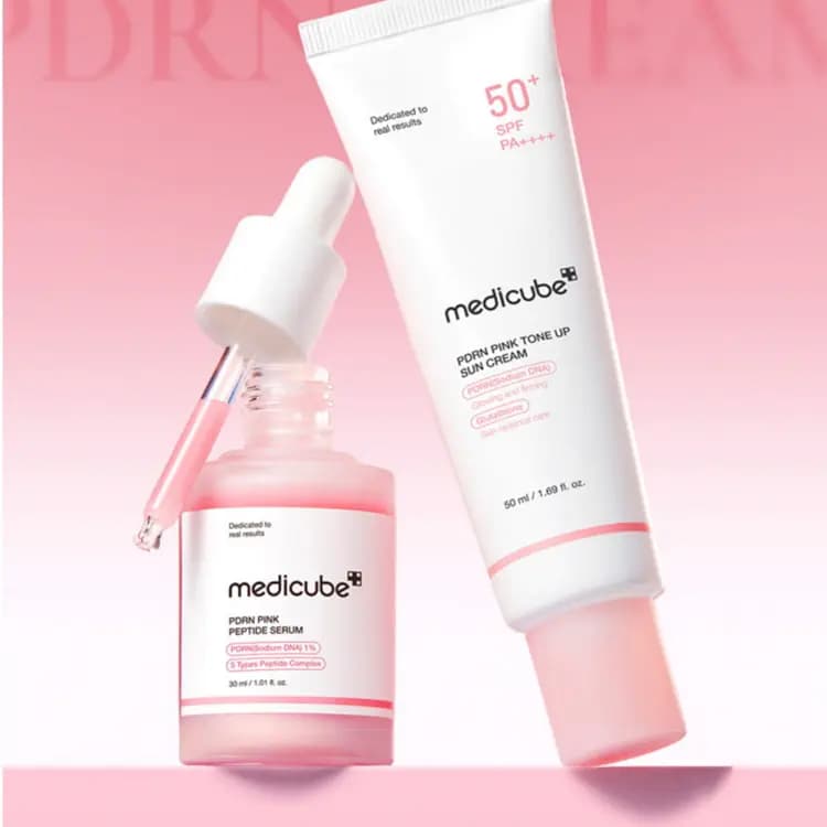 کرم ضدآفتاب صورتی PDRN تون آپ مدی کیوب پینک SPF50+ حجم 50 میل | Medicube PDRN Pink Tone Up Sun Cream — تصویر ۸