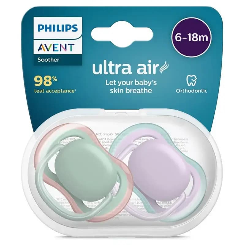 پستانک ارتودنسی اونت 6-18 ماه دخترانه UltraAir مدل scf 085/16