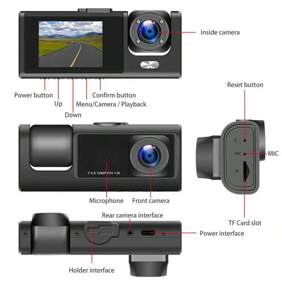 دوربین ثبت وقایع خودرو 3 دوربین مدل Smartor C60 Wi-Fi — تصویر ۷