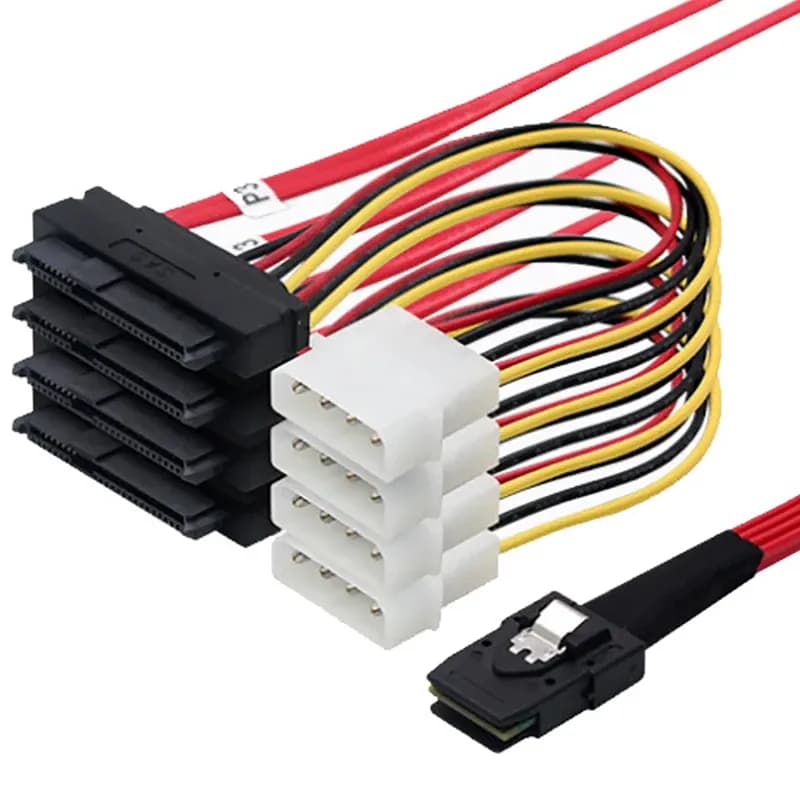 کابل تبدیل Mini SAS SFF-8087 به 4 پورت SFF8482 29Pin + برق 4 پین مدل SM81 — تصویر ۴