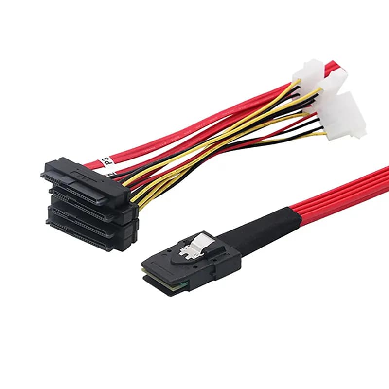 کابل تبدیل Mini SAS SFF-8087 به 4 پورت SFF8482 29Pin + برق 4 پین مدل SM81 — تصویر ۲
