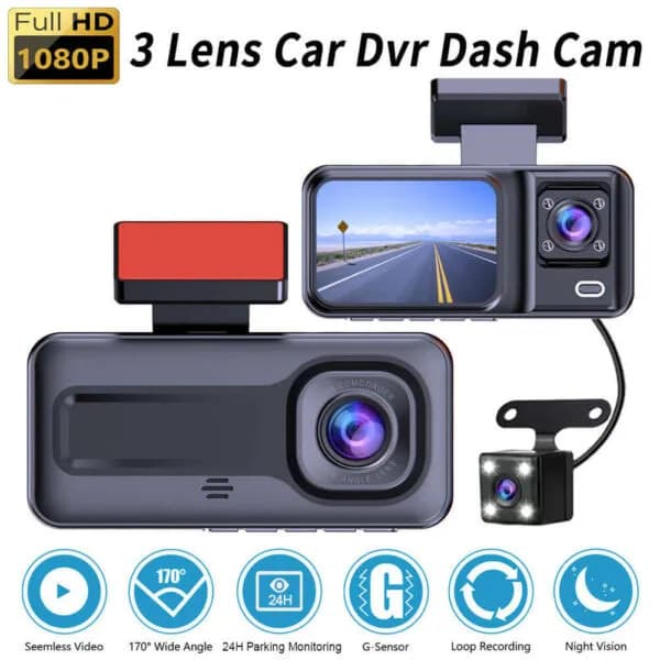 دوربین ثبت وقایع خودرو 3 دوربین مدل DVR XC800 WiFi — تصویر ۲
