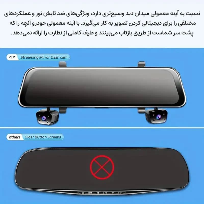 دوربین آینه ای ثبت وقایع خودرو 4 دوربین مدل A322 GPS WiFi — تصویر ۸