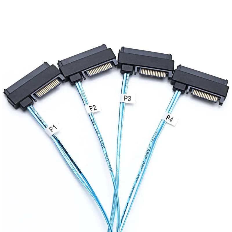 کابل Mini SAS HD SFF-8643 به 4 پورت SFF8482 + پورت برق 15 پین SATA مدل SM155 — تصویر ۲