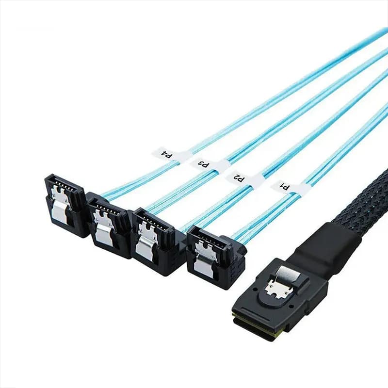 کابل تبدیل 1 به 4 Mini SAS SFF-8087 به SATA مدل 90 درجه SM45