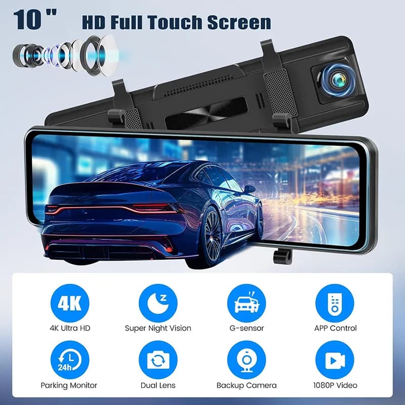 دوربین ثبت وقایع خودرو آینه ای 2 دوربین مدل RoadLens H30D-4K — تصویر ۷