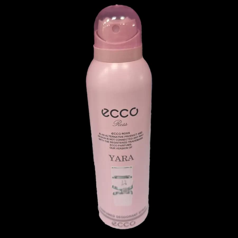 اسپری خوشبوکننده بدن زنانه اکو (Ecco) رایحه بر اساس عطر فوقالعاده محبوب و ویرالشده Yara از برند (Lattafa) 200 میل