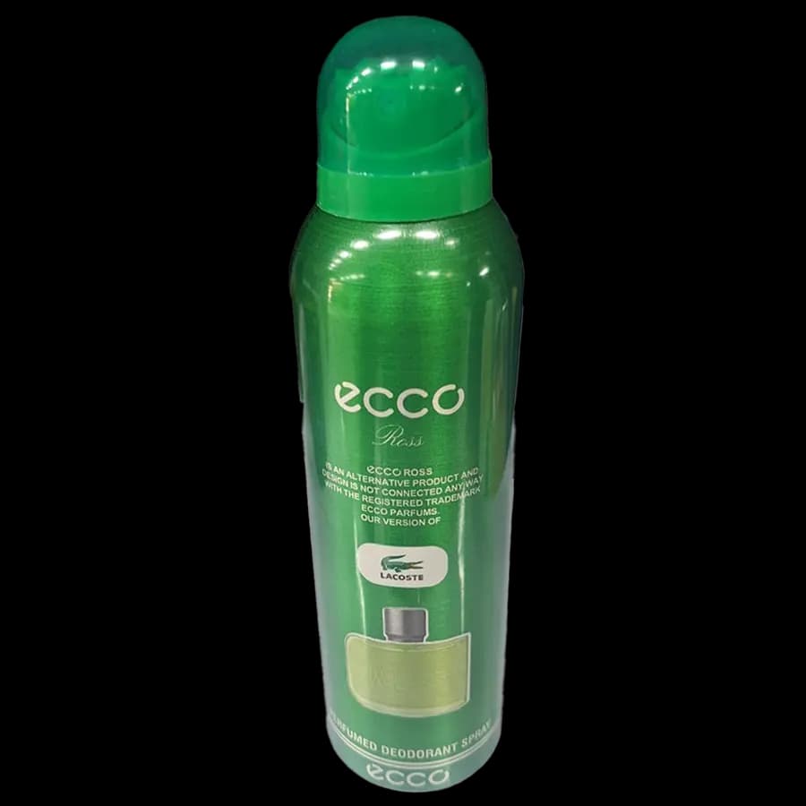 اسپری خوشبوکننده بدن مردانه اکو (Ecco) رایحه بر اساس عطر معروف و محبوب Lacoste Essential از برند (Lacoste) 200 میل