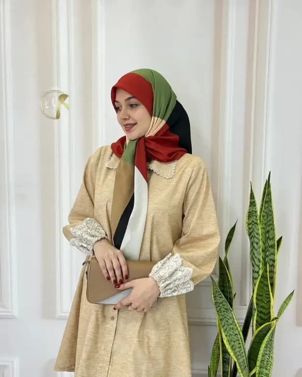 روسری سوپر نخ طرحدار قواره متوسط — تصویر ۵