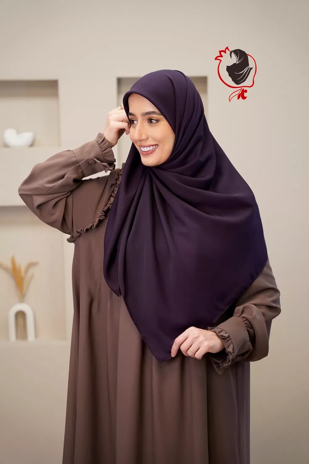 روسری حریرکرپ کشدار / بدون کش بادمجونی سیر