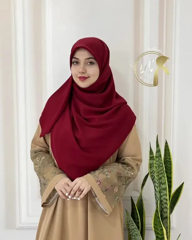 روسری حریرکرپ کشدار / بدون کش زرشکی