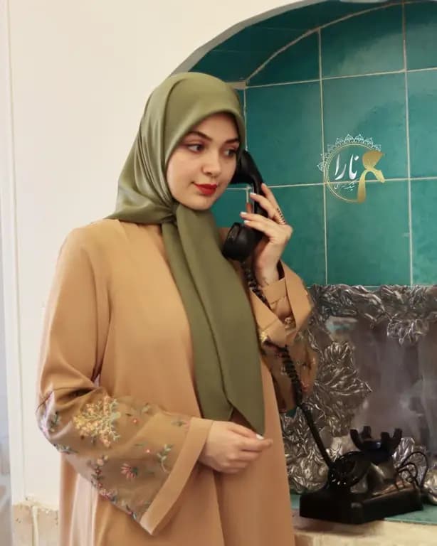 روسری حریرکرپ کشدار / بدون کش سبز سدری