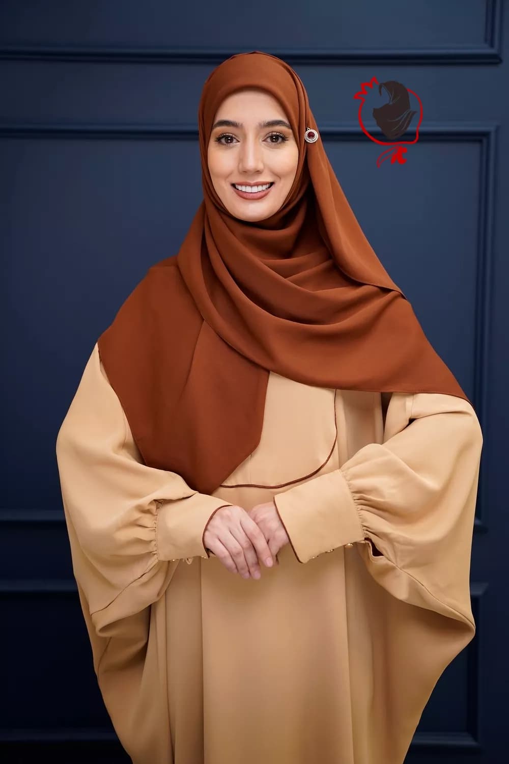 روسری حریرکرپ کشدار / بدون کش دارچینی
