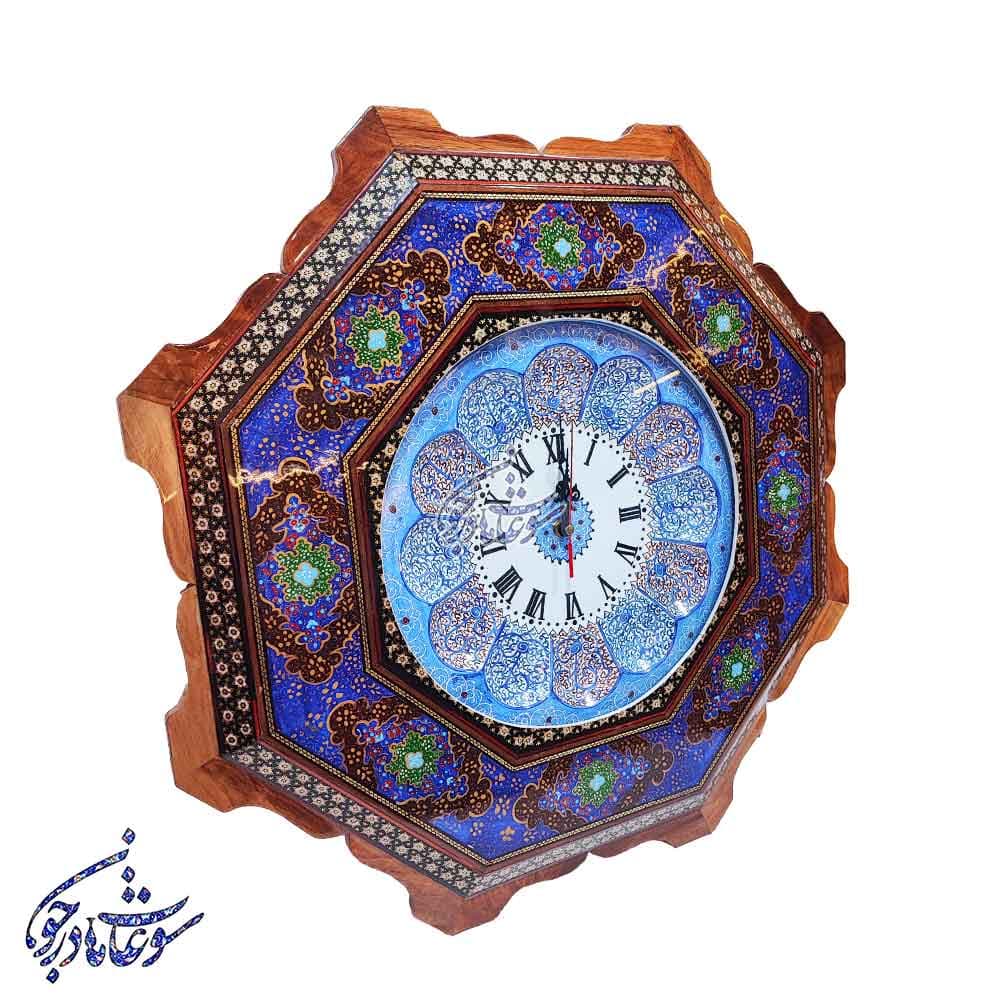 ساعت دیواری هشت گوش تذهیب و خاتم — تصویر ۳