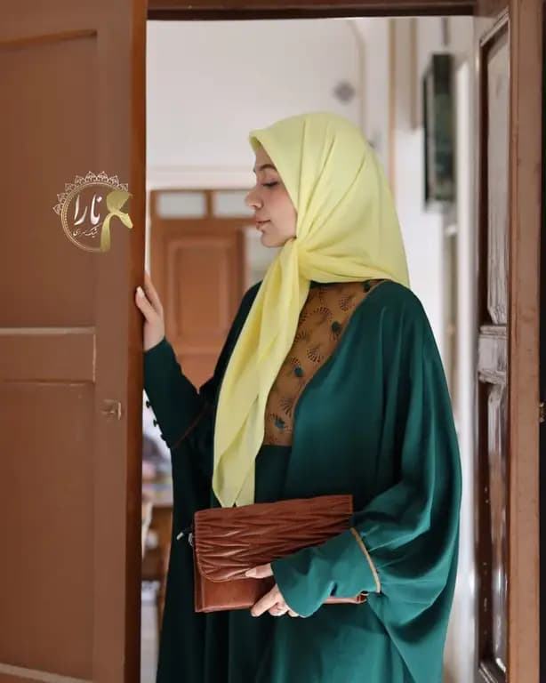 روسری حریرکرپ کشدار / بدون کش لیمویی