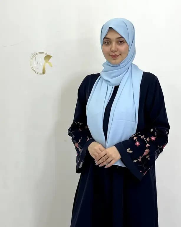 شال حریر کرپ آبی آسمانی
