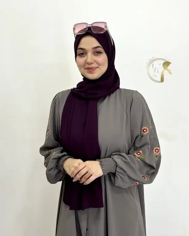 شال حریرکرپ بادمجونی روشن
