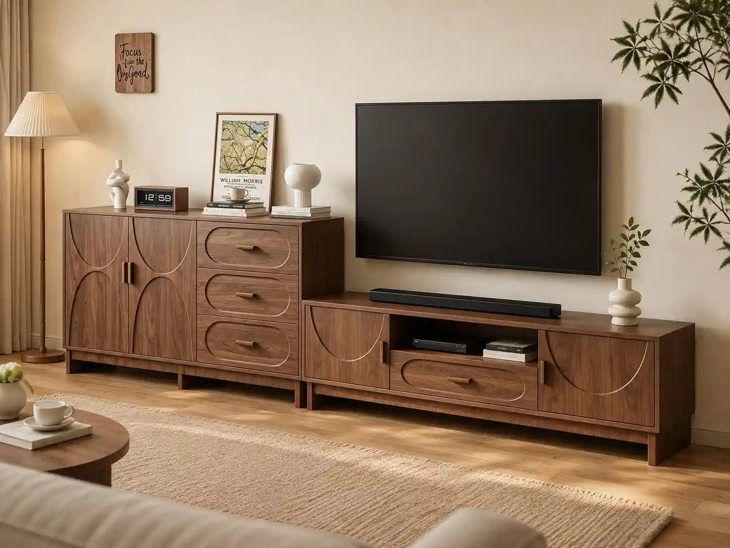 ست میز تلویزیون و کنسول چوبی مدل آوین