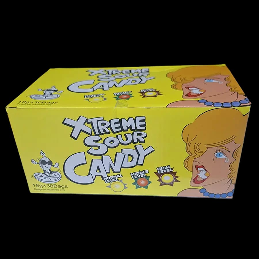 آبنبات ترش اکستریم(Xtreme Sour Candy) طعم لیمو 18 گرمی بسته 30 عددی