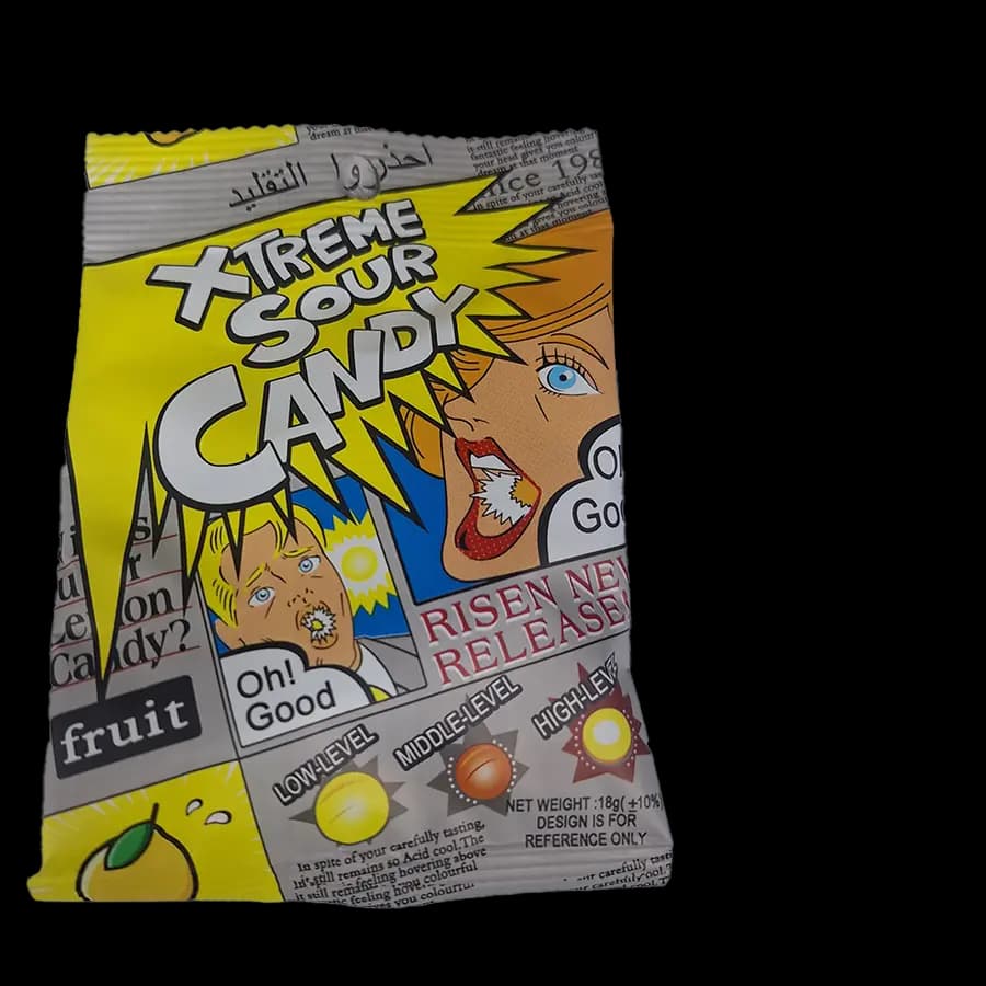 آبنبات ترش اکستریم(Xtreme Sour Candy) طعم لیمو 18 گرمی بسته 30 عددی — تصویر ۲