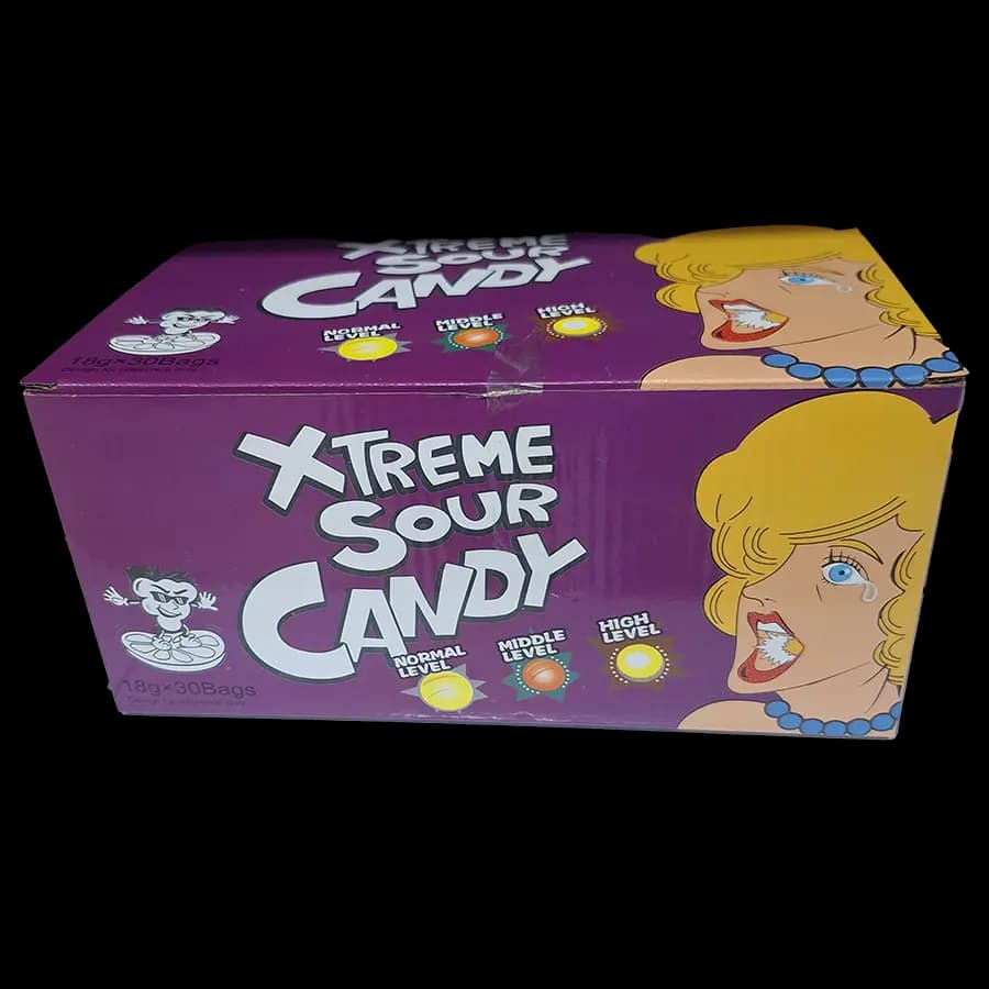 آبنبات ترش اکستریم(Xtreme Sour Candy) طعم انگور 18 گرمی بسته 30 عددی