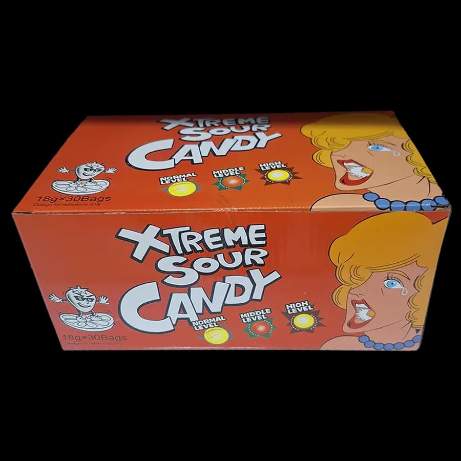 آبنبات ترش اکستریم(Xtreme Sour Candy) طعم پرتقال 18 گرمی بسته 30 عددی
