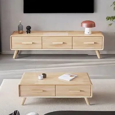 ست میز تلویزیون و میز جلو مبلی چوبی مدل لوویس