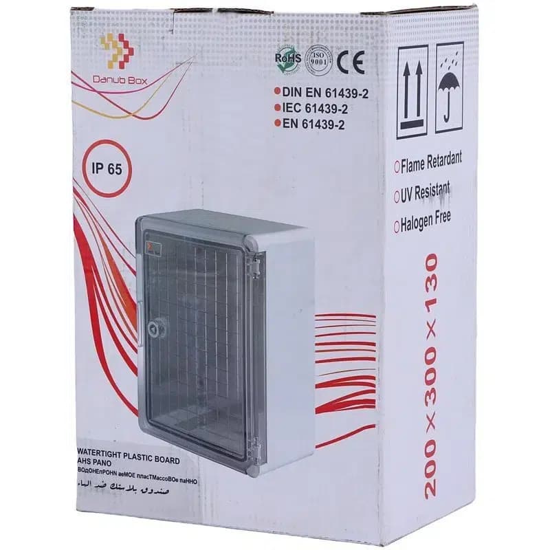 تابلو برق ابعاد 13×30×20 جنس ABS درب شفاف دانوب