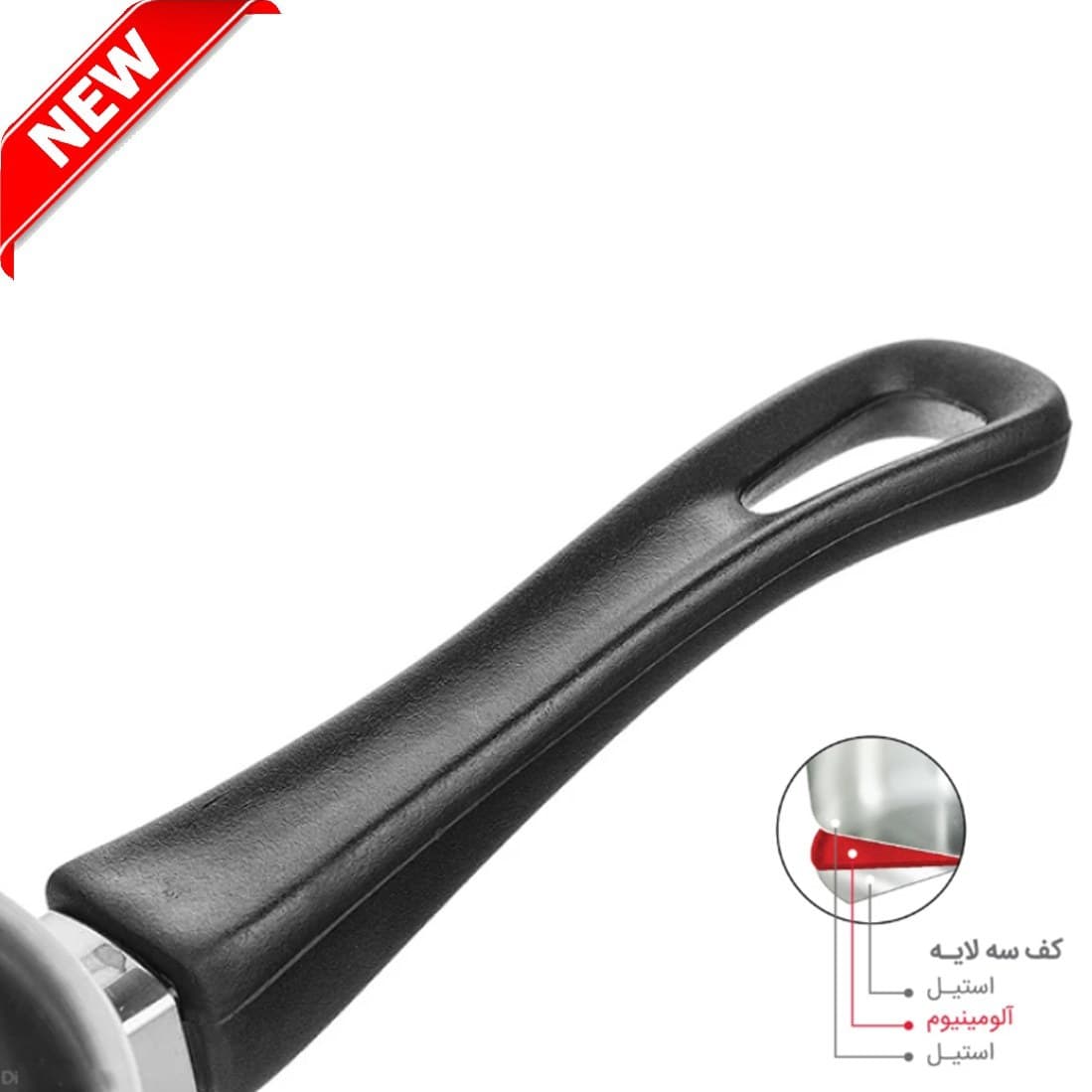 شیرجوش پارس استیل کف سه لایه ۱.۴ لیتری سایز ۱۴ دسته باکالیت — تصویر ۲