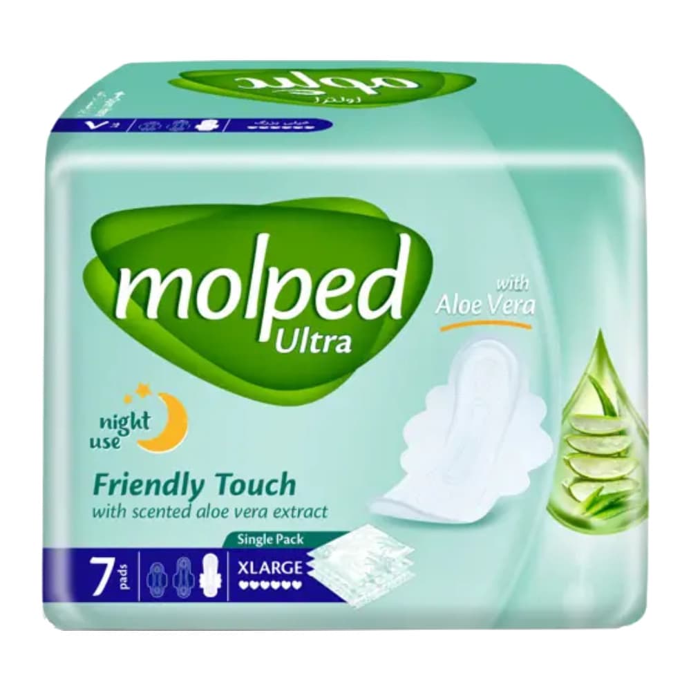 نوار بهداشتی مولپد مدل Ultra آلوئه ورا سایز خیلی بزرگ (XL) بسته 7 عددی ویژه روز — تصویر ۲