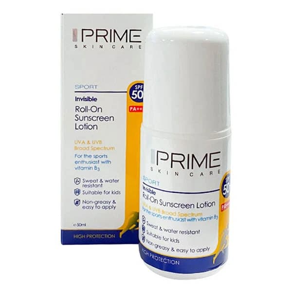 لوسیون ضدآفتاب پرایم مدل Spoert Invisible Roll-On، حجم 50 میلی‌لیتر