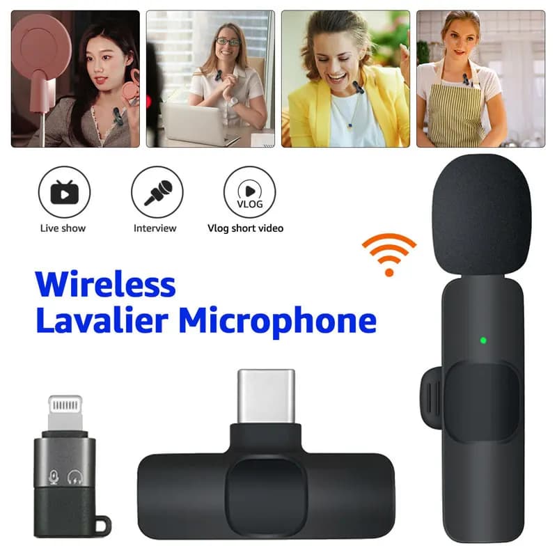 میکروفون یقه ای بی سیم K8 + تبدیل Type-C به آیفون Lightning — تصویر ۵