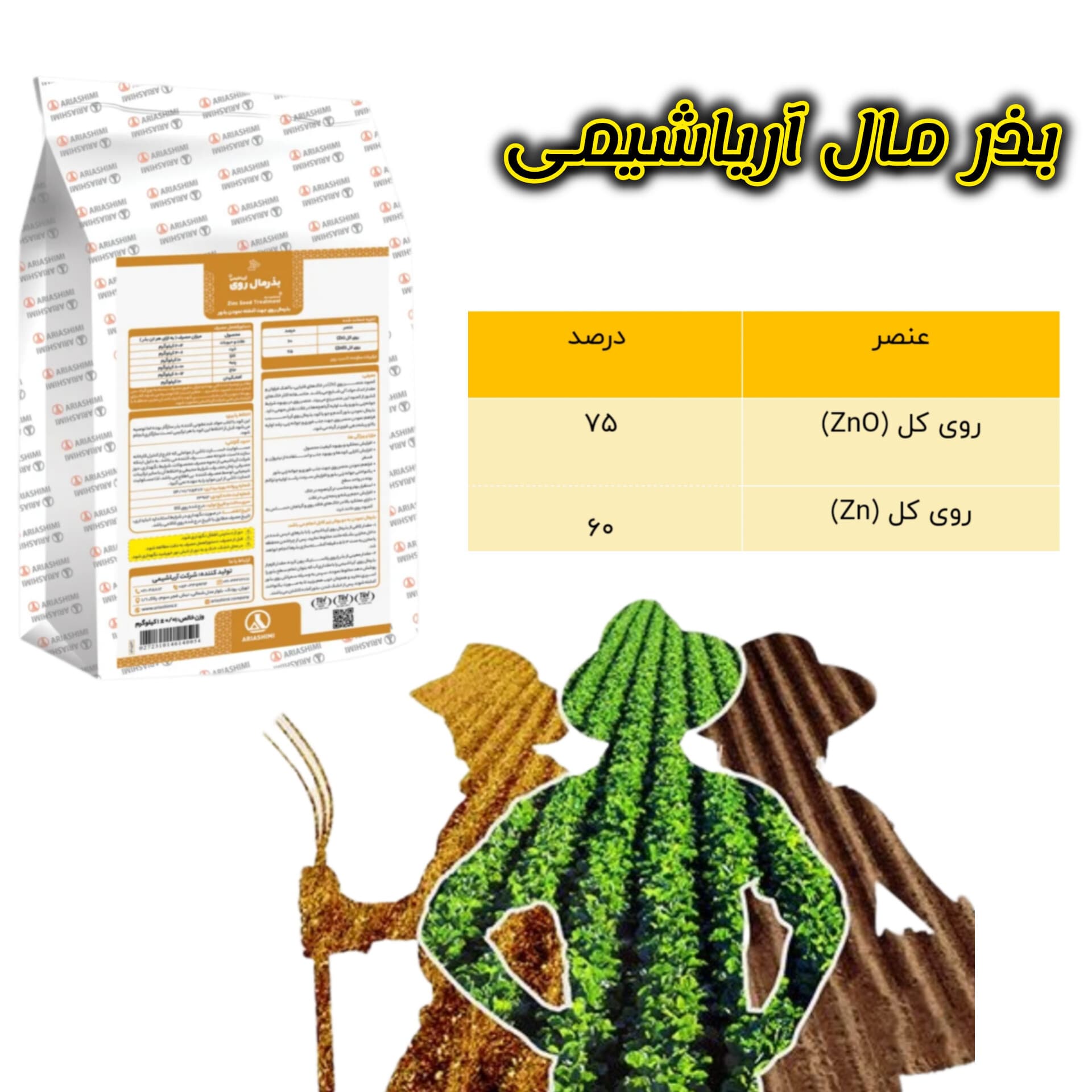 کود بذرمال روی آریا شیمی ۱ کیلویی — تصویر ۳