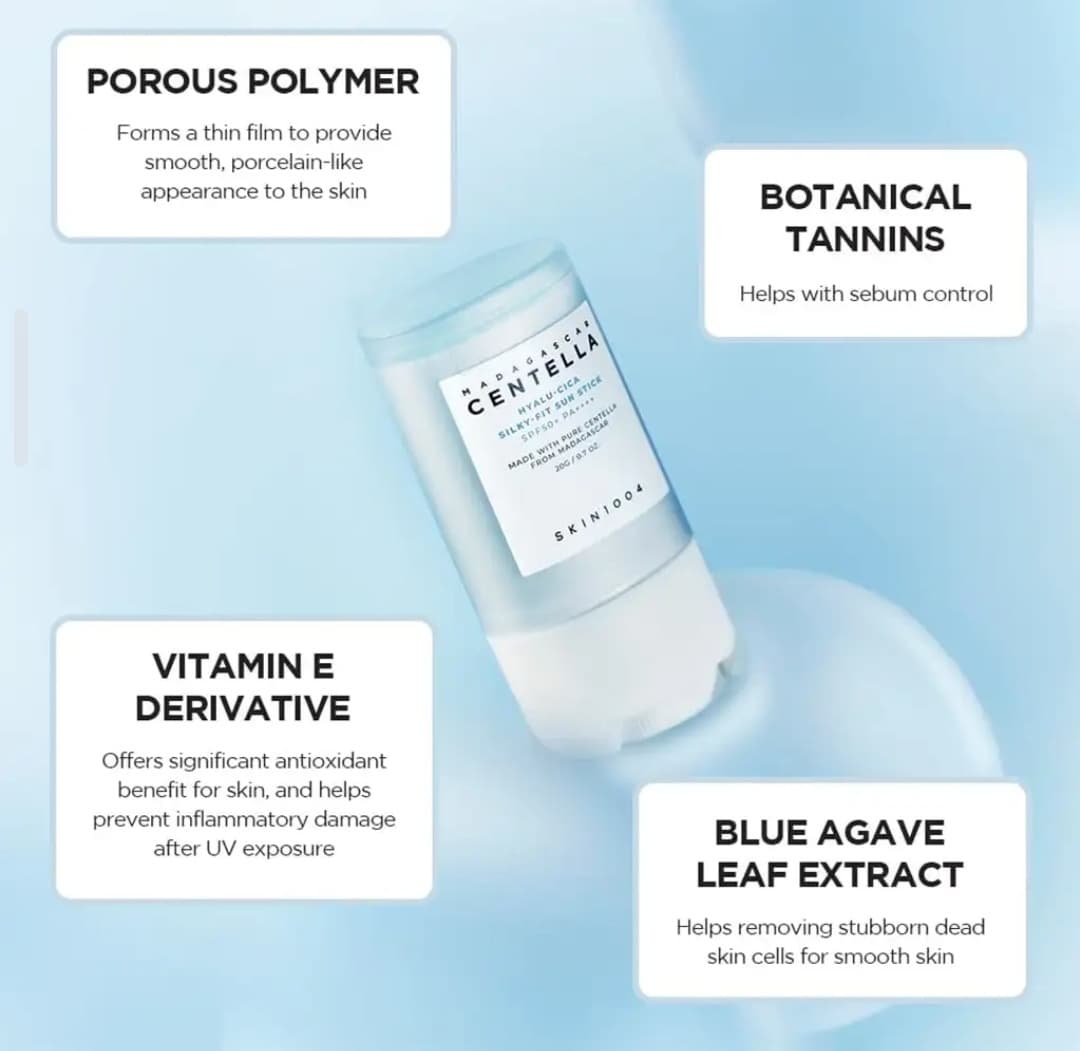 ضد آفتاب استیکی اسکین 1004 سنتلا ماداگاسکار SKIN1004 Madagascar Centella Hyalu-Cica Silky-Fit Sun Stick — تصویر ۳