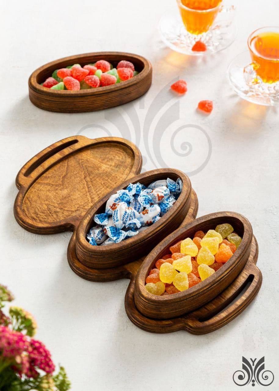 اردوخوری چوبی سه خانه بیضی